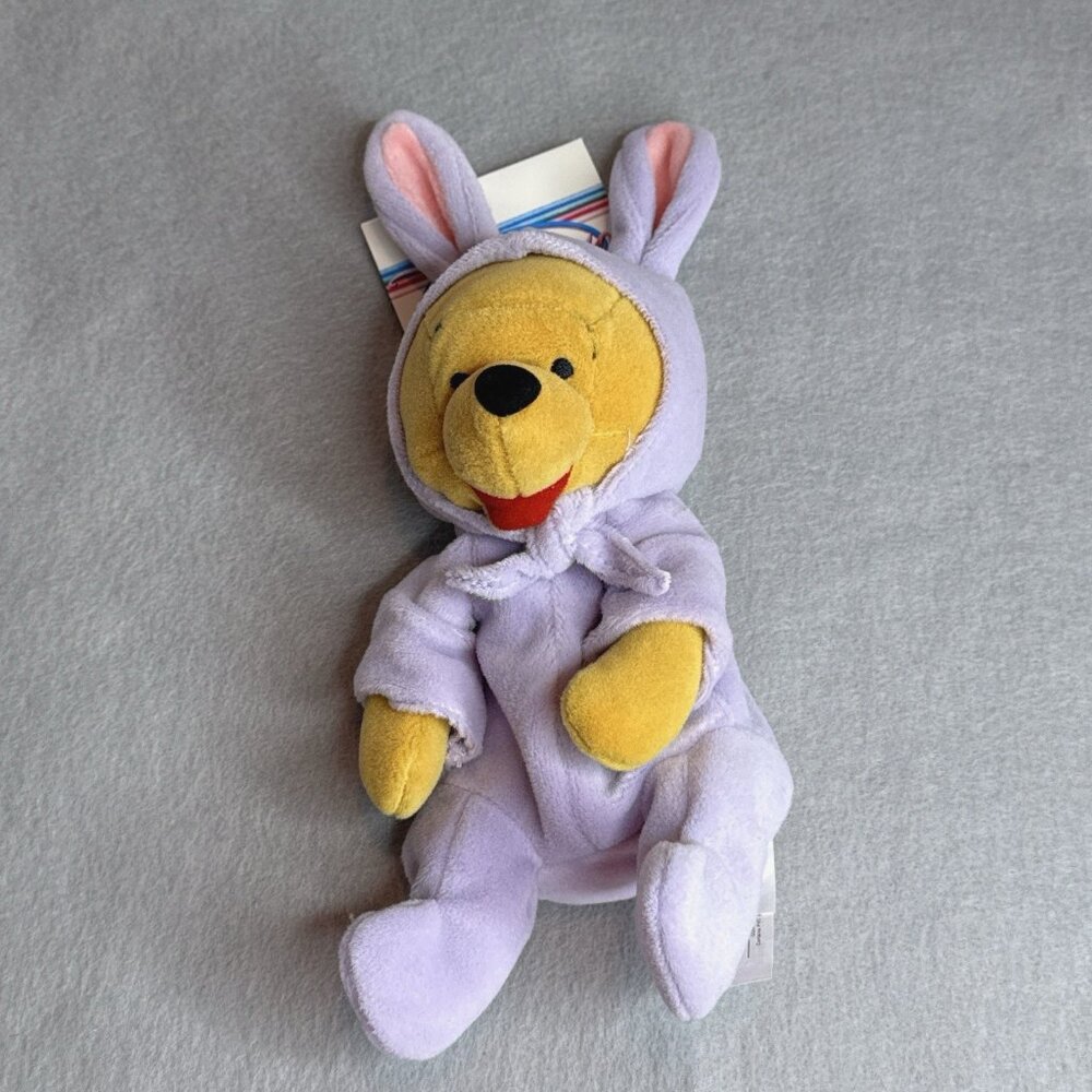 Bunny Winnie The Pooh Purple Easter Disney Store Bean Bag 8" Plush Tail